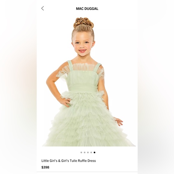Mac Duggal Girls Tulle Ruffle Dress Green Size 8 - Picture 4 of 8